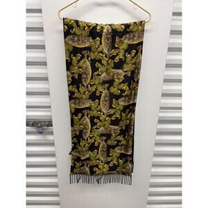 Dolce & Gabbana 90s Wool Silk Scarf Cactus Print Made in Italy